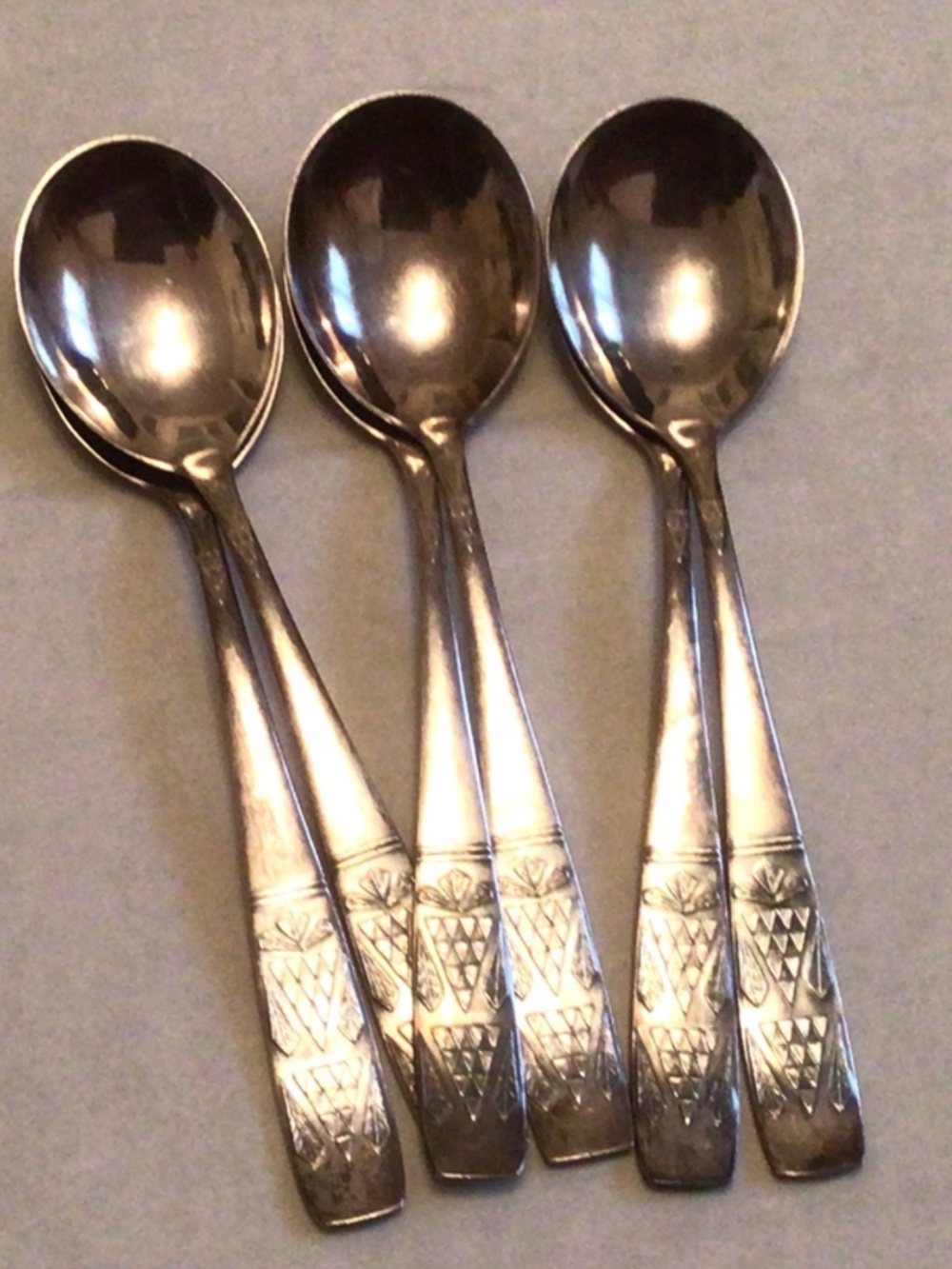 Vintage made in Ukraine Nickel Silver Six Dinning Spoons